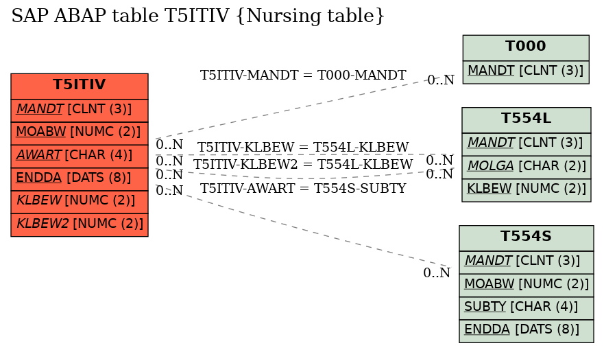 E-R Diagram for table T5ITIV (Nursing table)