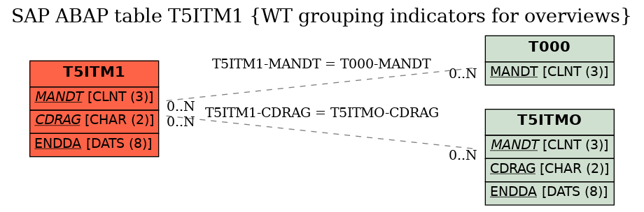 E-R Diagram for table T5ITM1 (WT grouping indicators for overviews)