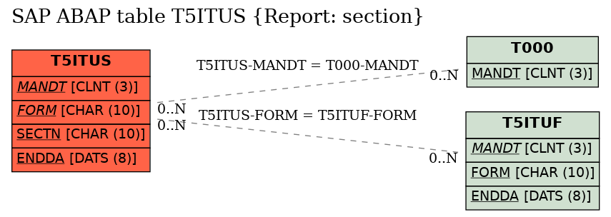 E-R Diagram for table T5ITUS (Report: section)