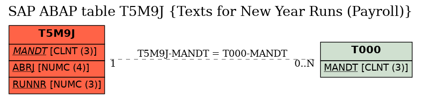 E-R Diagram for table T5M9J (Texts for New Year Runs (Payroll))