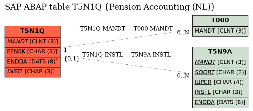 E-R Diagram for table T5N1Q (Pension Accounting (NL))