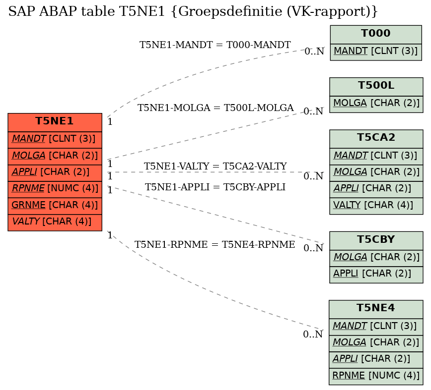 E-R Diagram for table T5NE1 (Groepsdefinitie (VK-rapport))