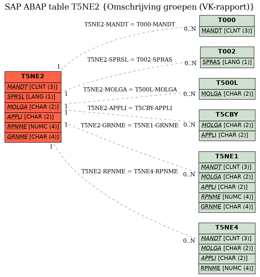 E-R Diagram for table T5NE2 (Omschrijving groepen (VK-rapport))