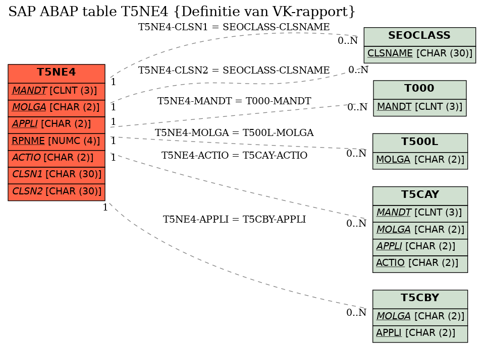 E-R Diagram for table T5NE4 (Definitie van VK-rapport)