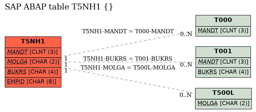 E-R Diagram for table T5NH1 ()