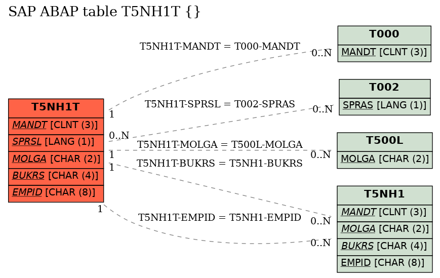 E-R Diagram for table T5NH1T ()