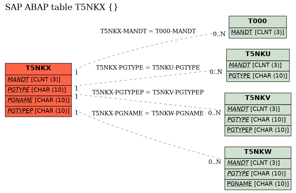 E-R Diagram for table T5NKX ()