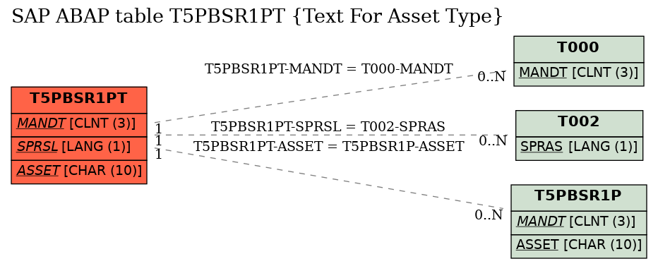 E-R Diagram for table T5PBSR1PT (Text For Asset Type)