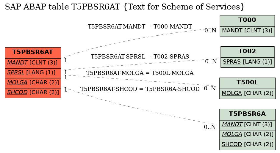 E-R Diagram for table T5PBSR6AT (Text for Scheme of Services)