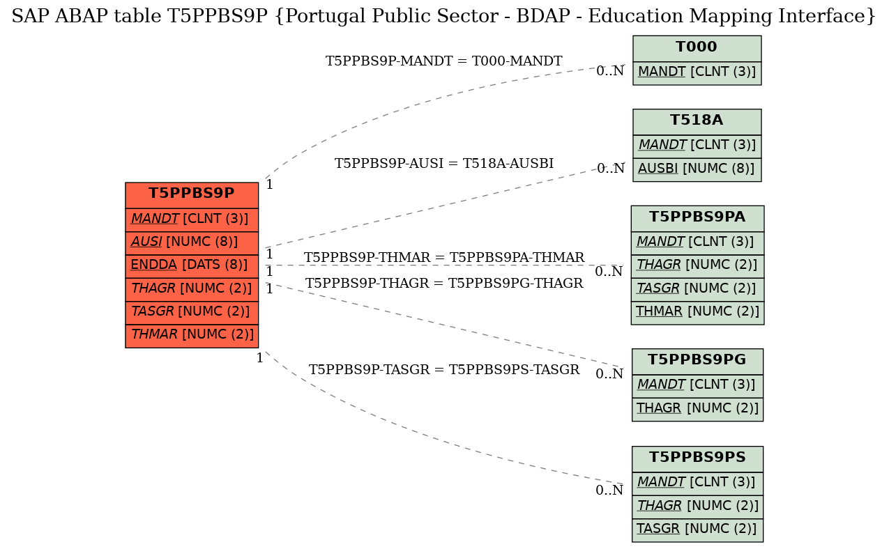 E-R Diagram for table T5PPBS9P (Portugal Public Sector - BDAP - Education Mapping Interface)