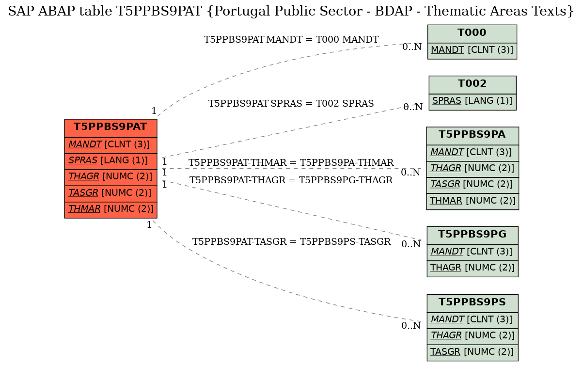 E-R Diagram for table T5PPBS9PAT (Portugal Public Sector - BDAP - Thematic Areas Texts)