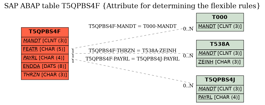 E-R Diagram for table T5QPBS4F (Attribute for determining the flexible rules)