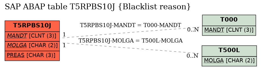 E-R Diagram for table T5RPBS10J (Blacklist reason)