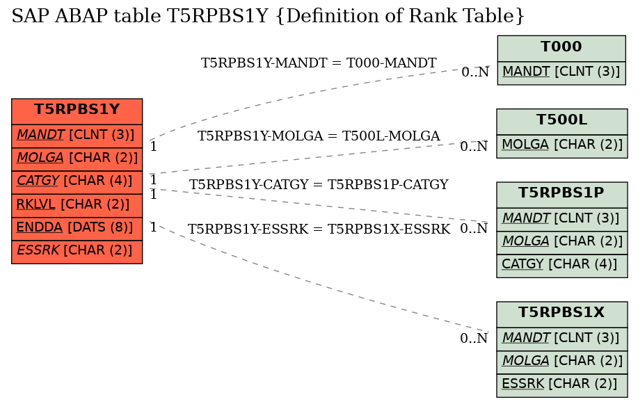 E-R Diagram for table T5RPBS1Y (Definition of Rank Table)