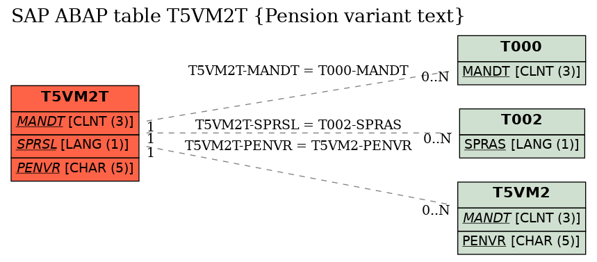 E-R Diagram for table T5VM2T (Pension variant text)