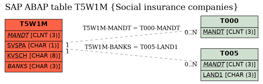 E-R Diagram for table T5W1M (Social insurance companies)