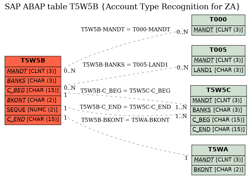 E-R Diagram for table T5W5B (Account Type Recognition for ZA)