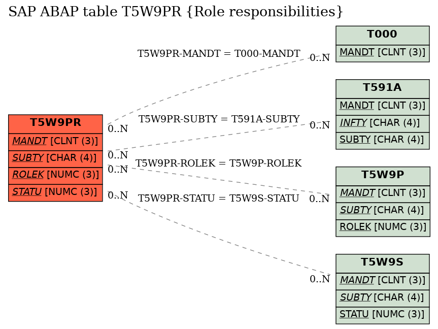 E-R Diagram for table T5W9PR (Role responsibilities)