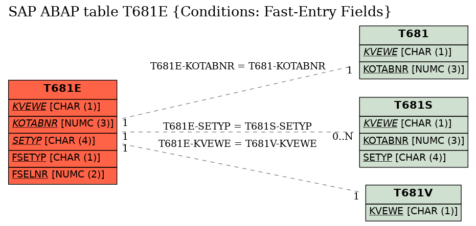 E-R Diagram for table T681E (Conditions: Fast-Entry Fields)