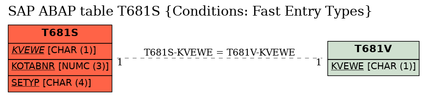 E-R Diagram for table T681S (Conditions: Fast Entry Types)