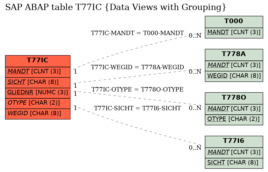 E-R Diagram for table T77IC (Data Views with Grouping)