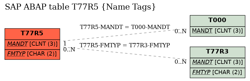 E-R Diagram for table T77R5 (Name Tags)