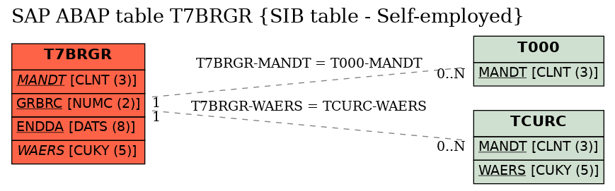 E-R Diagram for table T7BRGR (SIB table - Self-employed)