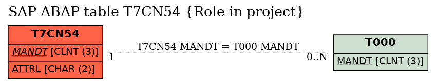 E-R Diagram for table T7CN54 (Role in project)