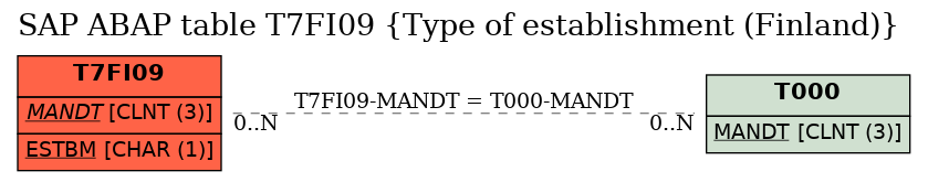 E-R Diagram for table T7FI09 (Type of establishment (Finland))