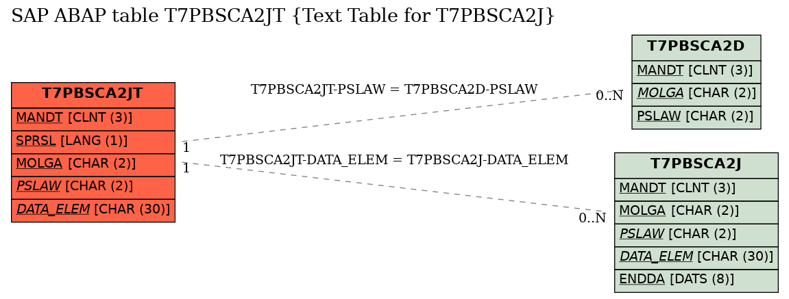E-R Diagram for table T7PBSCA2JT (Text Table for T7PBSCA2J)