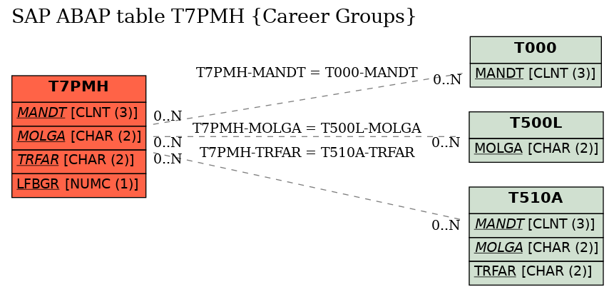 E-R Diagram for table T7PMH (Career Groups)