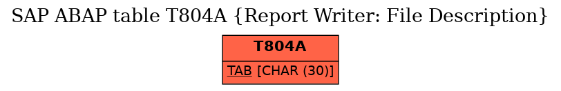 E-R Diagram for table T804A (Report Writer: File Description)