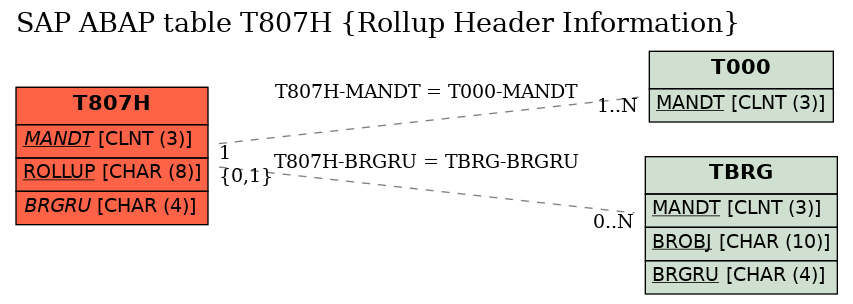 E-R Diagram for table T807H (Rollup Header Information)