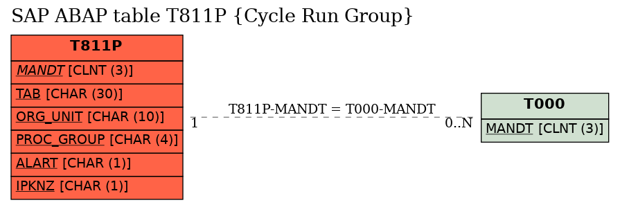 E-R Diagram for table T811P (Cycle Run Group)