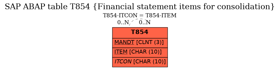 E-R Diagram for table T854 (Financial statement items for consolidation)