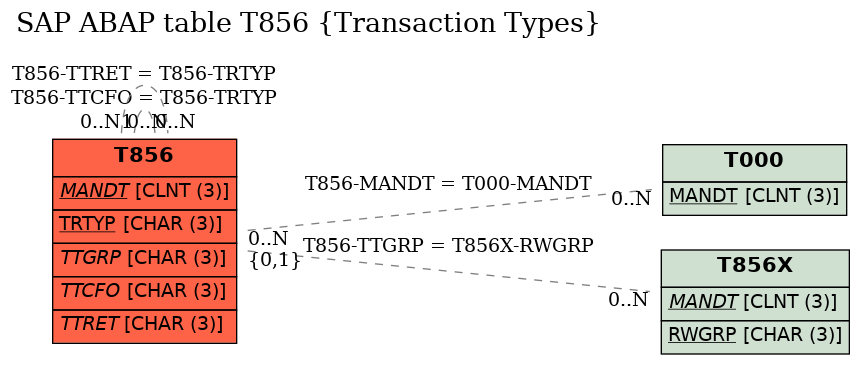 E-R Diagram for table T856 (Transaction Types)