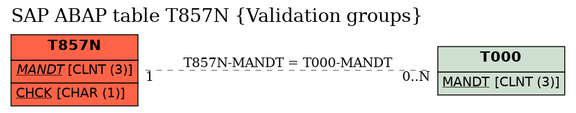 E-R Diagram for table T857N (Validation groups)