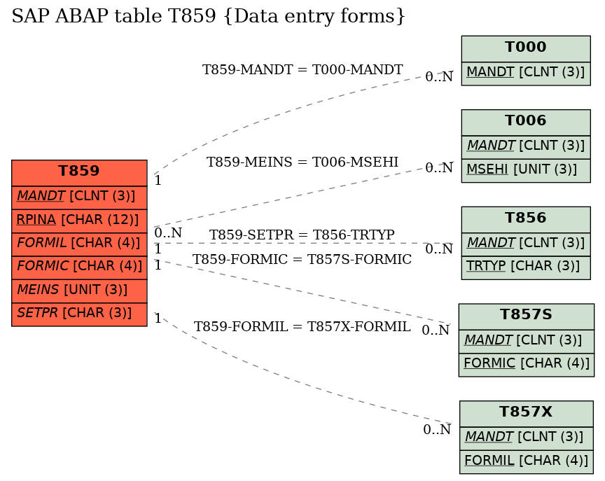 E-R Diagram for table T859 (Data entry forms)