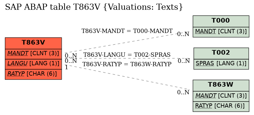 E-R Diagram for table T863V (Valuations: Texts)