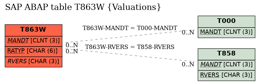 E-R Diagram for table T863W (Valuations)