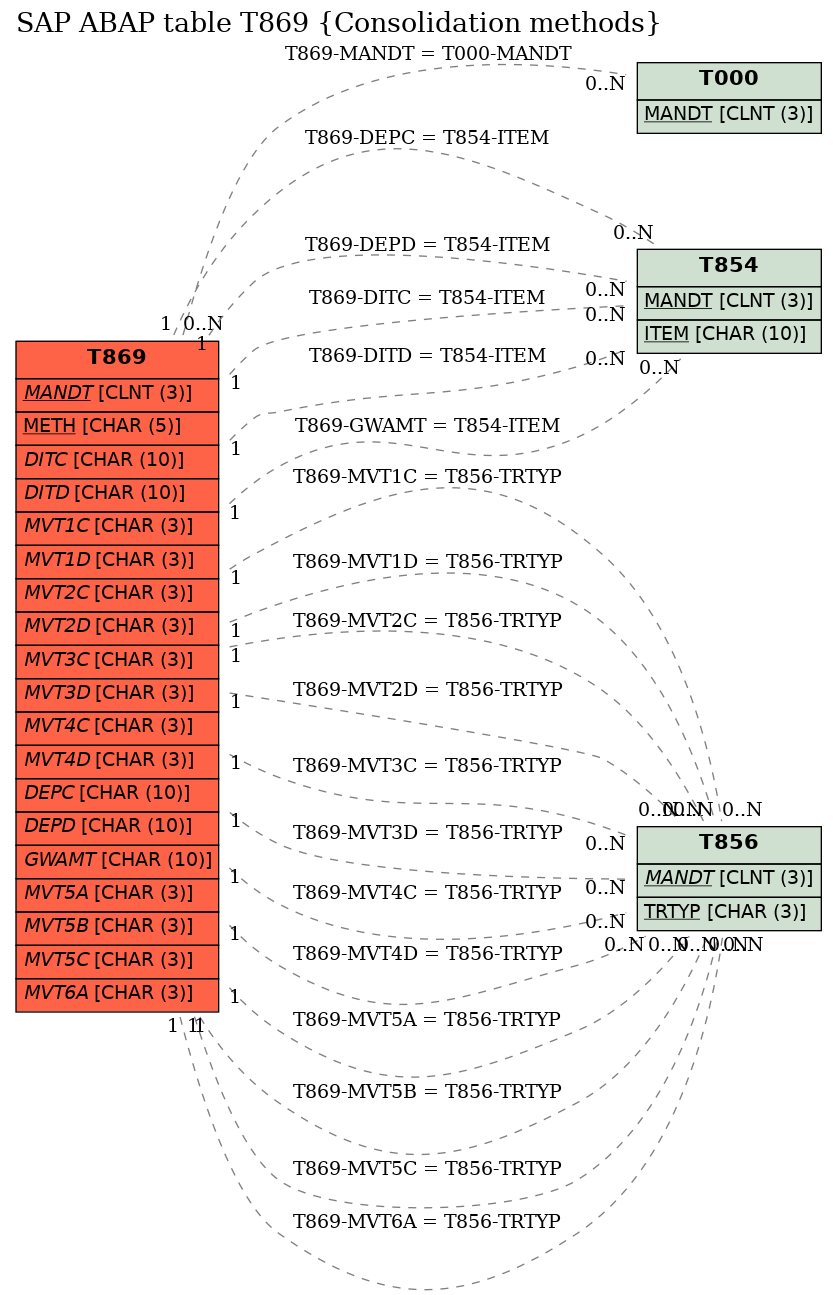 E-R Diagram for table T869 (Consolidation methods)