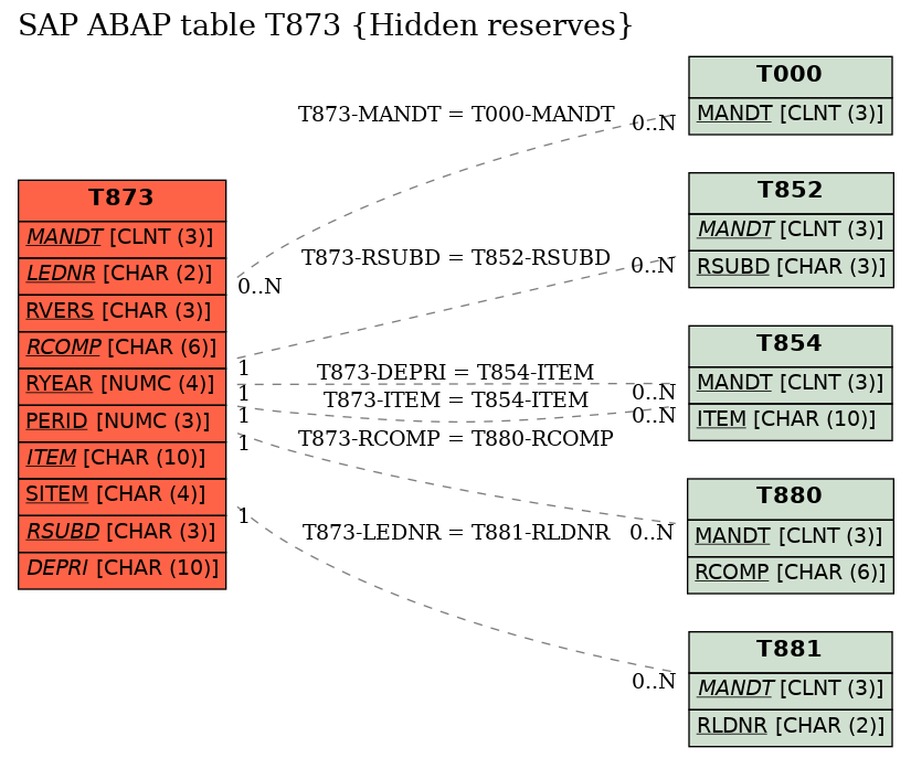 E-R Diagram for table T873 (Hidden reserves)