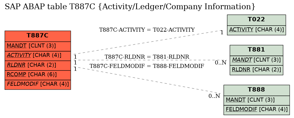 E-R Diagram for table T887C (Activity/Ledger/Company Information)