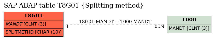 E-R Diagram for table T8G01 (Splitting method)