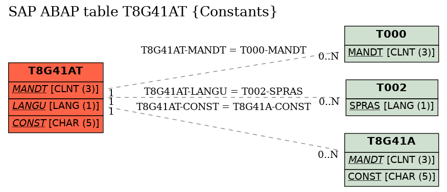 E-R Diagram for table T8G41AT (Constants)