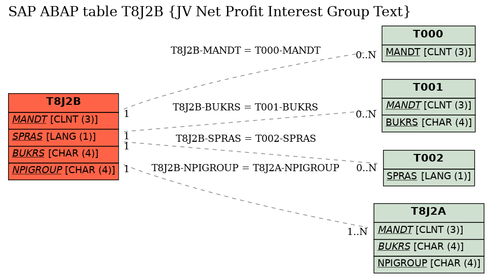 E-R Diagram for table T8J2B (JV Net Profit Interest Group Text)