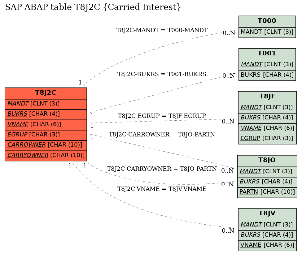 E-R Diagram for table T8J2C (Carried Interest)