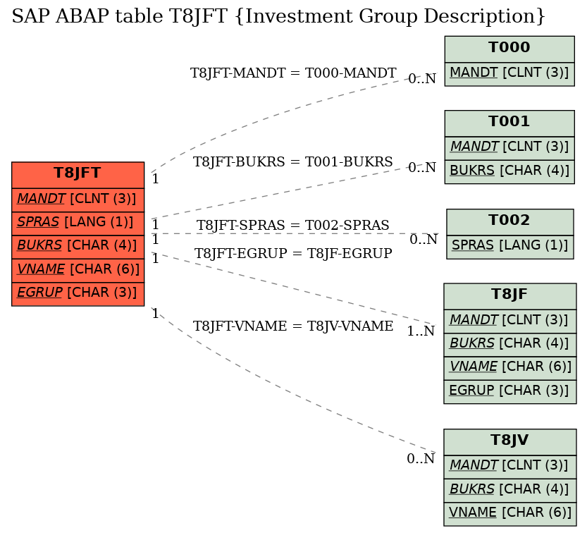 E-R Diagram for table T8JFT (Investment Group Description)