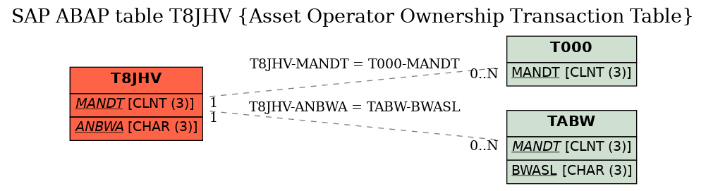 E-R Diagram for table T8JHV (Asset Operator Ownership Transaction Table)