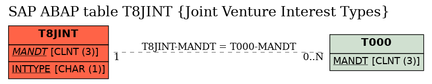 E-R Diagram for table T8JINT (Joint Venture Interest Types)